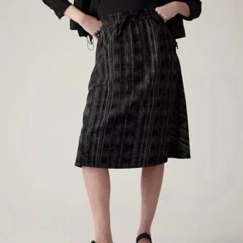 Athleta Black Amara Striped Pencil Skirt